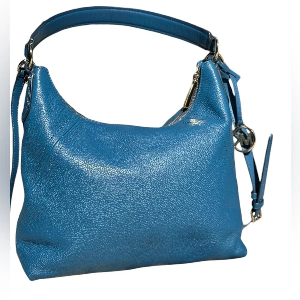 Michael Kors Blue Satchel Leather Purse - Picture 2 of 13